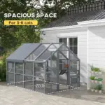 PawHut Outdoor Cat Enclosure with Condos, Canopy, Suspension Bridges, Platforms and Multiple Doors for 3-6 Cats, Gray - Image 4