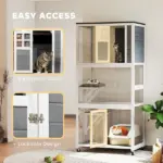 Outdoor Wooden Cat House Catio on Wheels with Platforms and Resting Condo - Image 7