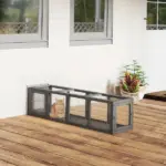 Outdoor Cat Tunnel, 59" Wooden Play Cat Enclosure, Extendable Pet Run with 3 Doors for Kitty, Puppy, Gray - Image 2