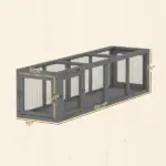 Outdoor Cat Tunnel, 59" Wooden Play Cat Enclosure, Extendable Pet Run with 3 Doors for Kitty, Puppy, Gray - Image 3
