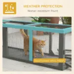 Outdoor Cat Tunnel, 59" Wooden Play Cat Enclosure, Extendable Pet Run with 3 Doors for Kitty, Puppy, Gray - Image 5