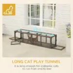 Outdoor Cat Tunnel, 59" Wooden Play Cat Enclosure, Extendable Pet Run with 3 Doors for Kitty, Puppy, Gray - Image 7