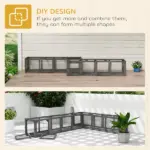 Outdoor Cat Tunnel, 59" Wooden Play Cat Enclosure, Extendable Pet Run with 3 Doors for Kitty, Puppy, Gray - Image 8