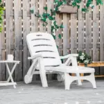 Outsunny Outdoor Chaise Lounge, 5 Level Adjustable Backrest Lounge Chair with Wheels, Folding Tanning Chair for Pool, Beach, Patio, Garden, White - Image 2