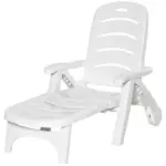 Outsunny Outdoor Chaise Lounge, 5 Level Adjustable Backrest Lounge Chair with Wheels, Folding Tanning Chair for Pool, Beach, Patio, Garden, White - Image 11