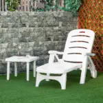 Outsunny Outdoor Chaise Lounge, 5 Level Adjustable Backrest Lounge Chair with Wheels, Folding Tanning Chair for Pool, Beach, Patio, Garden, White - Image 10