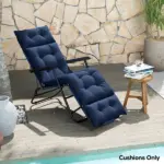 Outdoor Chaise Lounge Cushion, Tufted Thick Patio Lounge Chair Cushion with Ties, 74.8" x 22" x 4", Navy Blue - Image 8