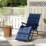 Outdoor Chaise Lounge Cushion, Tufted Thick Patio Lounge Chair Cushion with Ties, 74.8" x 22" x 4", Navy Blue - Image 10