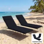 Outdoor Chaise Lounge Cushions Set of 2 with 6 Ties, High-Density Foam, for Patio and Poolside, Navy Blue - Image 2