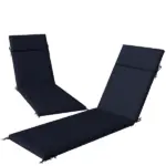 Outdoor Chaise Lounge Cushions Set of 2 with 6 Ties, High-Density Foam, for Patio and Poolside, Navy Blue