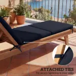 Outdoor Chaise Lounge Cushions Set of 2 with 6 Ties, High-Density Foam, for Patio and Poolside, Navy Blue - Image 6