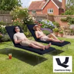Outdoor Chaise Lounge Cushions Set of 2 with 6 Ties, High-Density Foam, for Patio and Poolside, Navy Blue - Image 7