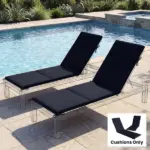 Outdoor Chaise Lounge Cushions Set of 2 with 6 Ties, High-Density Foam, for Patio and Poolside, Navy Blue - Image 10