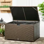 Outdoor PE Rattan Deck Box with Liner and Hydraulic Lift, Brown - Image 2