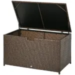 Outdoor PE Rattan Deck Box with Liner and Hydraulic Lift, Brown - Image 11