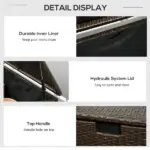 Outdoor PE Rattan Deck Box with Liner and Hydraulic Lift, Brown - Image 6