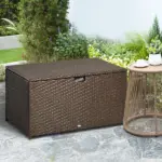 Outdoor PE Rattan Deck Box with Liner and Hydraulic Lift, Brown - Image 10