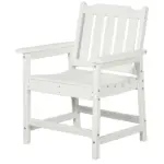 Outdoor Dining Chair Plastic Patio Armchair with Armrests Slatted Back White for Lawn Garden Poolside - Image 11