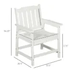 Outdoor Dining Chair Plastic Patio Armchair with Armrests Slatted Back White for Lawn Garden Poolside - Image 3