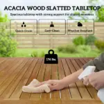 Outsunny Outdoor Dining Set for 4, Patio Table and Chairs Set with 59 Inch Rectangle Acacia Wood Table and 352 lb Stackable Chairs - Image 4