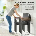 Outsunny Outdoor Dining Set for 4, Patio Table and Chairs Set with 59 Inch Rectangle Acacia Wood Table and 352 lb Stackable Chairs - Image 5