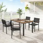 Outsunny Outdoor Dining Set for 4, Patio Table and Chairs Set with 59 Inch Rectangle Acacia Wood Table and 352 lb Stackable Chairs - Image 10