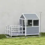 PawHut Outdoor Dog House, 61"L Wooden Dog House with Porch, Weatherproof Roof, Elevated Base, Air Vents and Observation Windows - Image 3