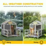 PawHut Outdoor Dog House, 61"L Wooden Dog House with Porch, Weatherproof Roof, Elevated Base, Air Vents and Observation Windows - Image 6