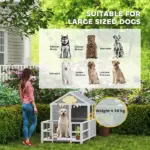 PawHut Outdoor Dog House, 61"L Wooden Dog House with Porch, Weatherproof Roof, Elevated Base, Air Vents and Observation Windows - Image 8