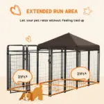 Outdoor Dog Kennel 9.3x4.6 Exercise Pen with UV Protection Canopy Water-resistant for Medium Large Dogs - Image 5