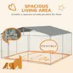 PawHut Outdoor Dog Kennel Galvanized Steel Fence with Cover Secure Lock Mesh Sidewalls for Backyard 13' x 13' x 7.5' - Image 4
