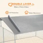 PawHut Outdoor Dog Kennel Galvanized Steel Fence with Cover Secure Lock Mesh Sidewalls for Backyard 13' x 13' x 7.5' - Image 5
