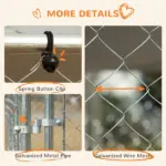 PawHut Outdoor Dog Kennel Galvanized Steel Fence with Cover Secure Lock Mesh Sidewalls for Backyard 13' x 13' x 7.5' - Image 6