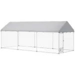 PawHut Outdoor Dog Kennel w/ Adjustable and Rotatable Bowl Rack, Waterproof UV-Resistant Cover, Secure Lock, 19.7' x 7.5' x 7.5' - Image 11