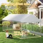 PawHut Outdoor Dog Kennel w/ Adjustable and Rotatable Bowl Rack, Waterproof UV-Resistant Cover, Secure Lock, 19.7' x 7.5' x 7.5' - Image 4