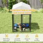 Outdoor Dog Kennel with Roof, 4' x 4' x 6' Heavy Duty Welded Wire Dog Playpen Enclosure with Escape-proof Lock - Image 6