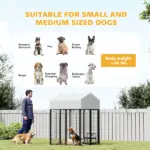 Outdoor Dog Kennel with Roof, 4' x 4' x 6' Heavy Duty Welded Wire Dog Playpen Enclosure with Escape-proof Lock - Image 7