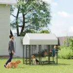 Outdoor Dog Kennel with Roof, 6' x 4' x 6' Heavy Duty Welded Wire Dog Playpen Enclosure with Escape-proof Lock - Image 2