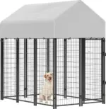 Outdoor Dog Kennel with Roof, 6' x 4' x 6' Heavy Duty Welded Wire Dog Playpen Enclosure with Escape-proof Lock - Image 11