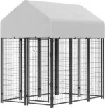 Outdoor Dog Kennel with Roof, 6' x 4' x 6' Heavy Duty Welded Wire Dog Playpen Enclosure with Escape-proof Lock