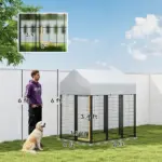 Outdoor Dog Kennel with Roof, 6' x 4' x 6' Heavy Duty Welded Wire Dog Playpen Enclosure with Escape-proof Lock - Image 3