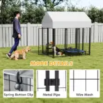Outdoor Dog Kennel with Roof, 6' x 4' x 6' Heavy Duty Welded Wire Dog Playpen Enclosure with Escape-proof Lock - Image 6