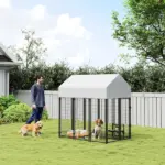 Outdoor Dog Kennel with Roof, 6' x 4' x 6' Heavy Duty Welded Wire Dog Playpen Enclosure with Escape-proof Lock - Image 10