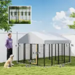 Outdoor Dog Kennel with Roof, 8' x 8' x 6' Heavy Duty Welded Wire Dog Playpen Enclosure with Escape-proof Lock - Image 3