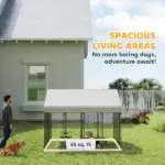 Outdoor Dog Kennel with Roof, 8' x 8' x 6' Heavy Duty Welded Wire Dog Playpen Enclosure with Escape-proof Lock - Image 4
