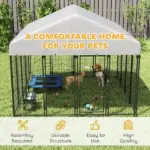 Outdoor Dog Kennel with Roof, 8' x 8' x 6' Heavy Duty Welded Wire Dog Playpen Enclosure with Escape-proof Lock - Image 7