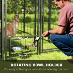 Outdoor Dog Kennel with Rotating Bowl Holders, Walk-in Pet Playpen with Waterproof Cover, 8' x 4' x 6', Red - Image 5