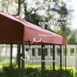 Outdoor Dog Kennel with Rotating Bowl Holders, Walk-in Pet Playpen with Waterproof Cover, 8' x 4' x 6', Red - Image 7