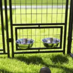 Outdoor Dog Kennel with Rotating Bowl Holders, Walk-in Pet Playpen with Waterproof Cover, 8' x 4' x 6', Red - Image 9