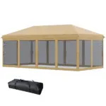Outdoor Entertaining 10x20' Beige Pop-Up Canopy Tent with Netting Sidewalls - Image 11